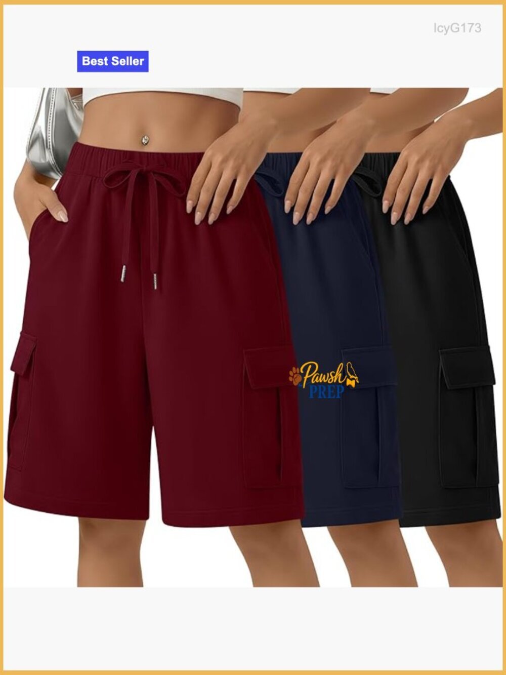 3 Pack Women's Bermuda Cargo Shorts Knee Length Sweat Shorts with Pockets